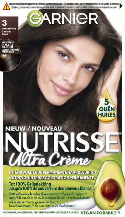 Garnier Nutrisse Ultra Crème 3 Donkerbruin - Intens voedende permanente haarkleuring