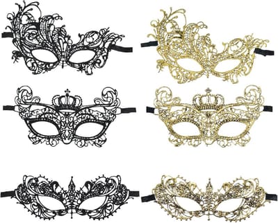Solidchoice - Set van 6 Venetiaanse Maskers voor Feestelijke Gelegenheden