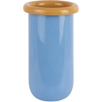Present Time Vaas Plegado M - Blauw - 14x14x25.3cm - Glas - Modern - Bloemenvaas - Woondecoratie - Decoratieve vaas voor woonkamer of slaapkamer