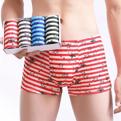 WTEMPO Lot de 4 boxers pour homme, sous-vêtements imprimés, shorts, boxers sexy, caleçons masculins XXXXL gray