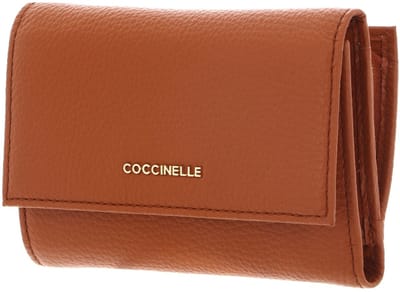 COCCINELLE Leren portemonnee Metallic Soft Wallet Grainy Leather Crab Lichtbruin