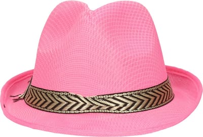 Fiestas Guirca Carnaval verkleed Trilby/gangster hoedje - roze - polyester - heren/dames