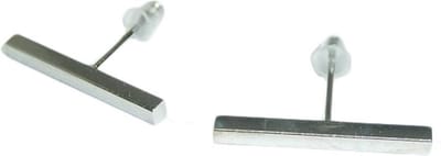 Bar Oorbellen – Minimalistisch – Zilverkleurig - Staafjes 20 mm – Platte Staaf Oorknopjes Met Cadeauverpakking
