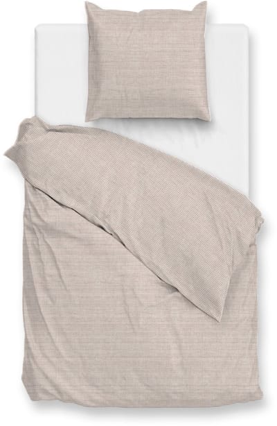 Zohome Dekbedovertrek Striscia di Lino - Sandy Beige - Strepen - Dekbedovertrek - 140x200-220 cm - 100% Katoen - Eenpersoons