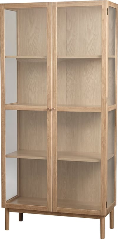 Olivine Boris Eikenhouten Vitrinekast Naturel - met Glazen Deuren - Opbergkast - FSC keurmerk -Scandinavisch - 90 x 40 x 190 cm