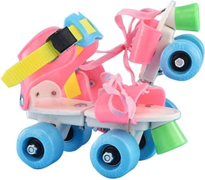Kinder rolschaatsen - Verstelbare skates - Buiten spelen - Vier wielen ontwerp - Maat 18-23 - Roze