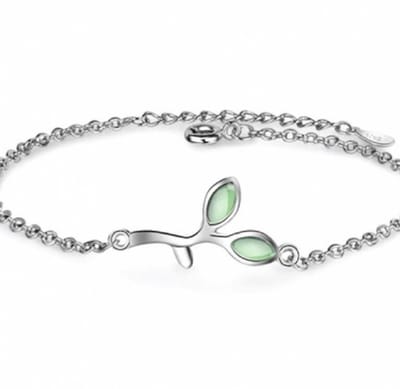 Zilver -Armbandje- Green Leaf -18 cm - Charme Bijoux