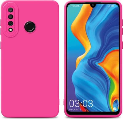 Cadorabo Hoesje geschikt voor Huawei P30 LITE in FLUID HOTPINK - Beschermhoes gemaakt van flexibel TPU silicone Cover Fluid Case