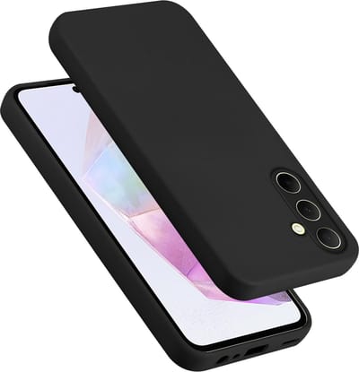 Cadorabo Hoesje geschikt voor Samsung Galaxy A35 in LIQUID ZWART - Beschermhoes gemaakt van flexibel TPU silicone Case Cover