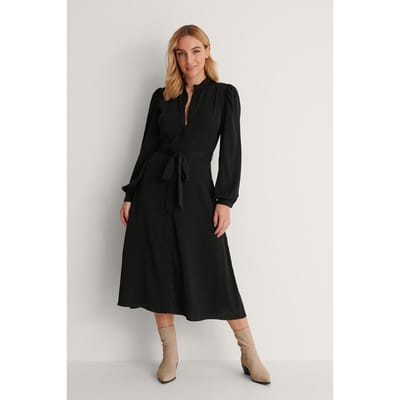 NA-KD Balloon Sleeve Midi Dames Jurk - Maat 38