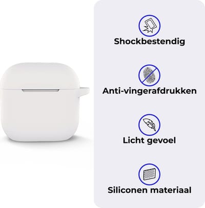Hoesje - Geschikt voor Apple AirPods 4 - Siliconen Hoes met Clip - Silicone Case Cover - Wit