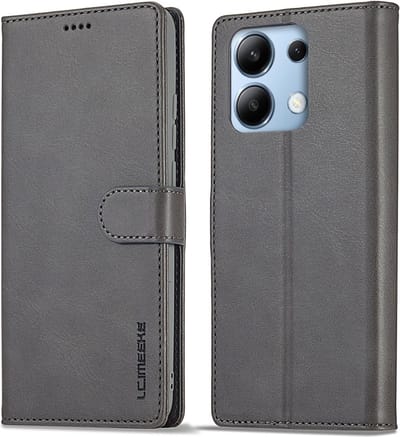 LC.IMEEKE Hoesje - Geschikt voor Xiaomi Redmi Note 13 Pro 4G / Poco M6 Pro 4G Hoesje - LC.IMEEKE Luxe Book Case - Grijs
