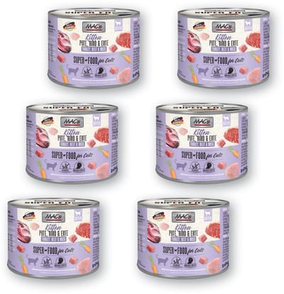 MAC's Kittenvoer Natvoer Blik 97% Kalkoen, Rund en Eend 6 x 200g