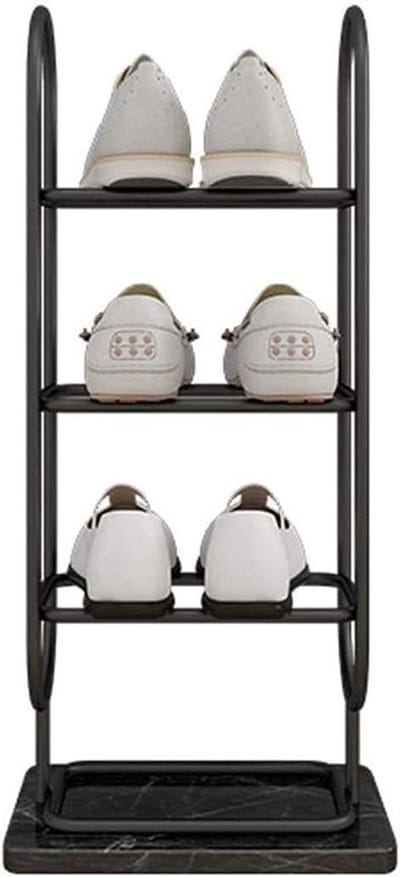 Metalen Schoenenrek - Schoenenopberger Meerlaags - Entree Ordenen - Marmeren Basis - 30 x 20 x 83 cm - Goud Wit