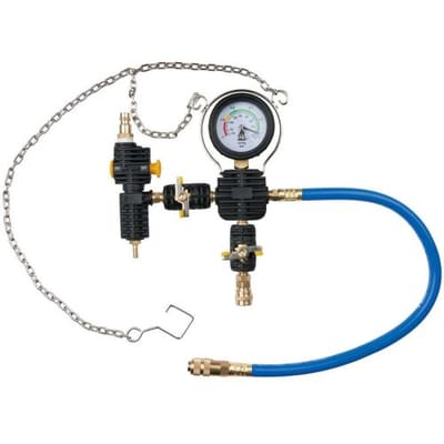 KS Tools 150.1960 Vacuümvulunit voor koelsysteem, manometer tot 76 cm.