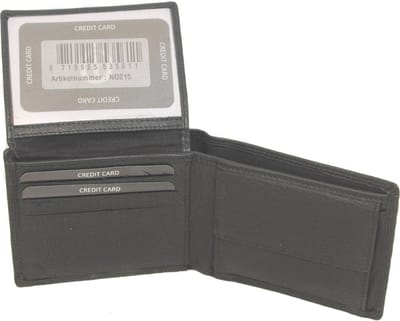 OI zwarte leren billfold laag model / zeer platte heren portemonnee voor veel pasjes / dunne beurs voor 10 pasjes / RFID SAFE / leder / zwart leer / 215