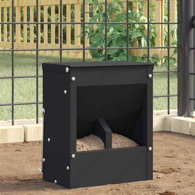 vidaXL - Konijnenvoerbak - Zwart - 20 - x - 12,5 - x - 25 - cm - 3 - kg - Koudgewalst - Staal