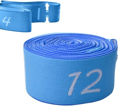 Elastische yogaband met 11 gespen voor pilates, dans, gymnastiek en rekoefeningen, duurzaam en draagbaar fitnessaccessoire (135 cm) (blauw)