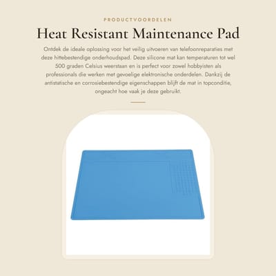 Dailygoods - Heat Resistant Maintenance Pad - Onderhoudspad - Hoogwaardige isolatie - Blauw - Silicone mat - Geschikt voor telefoonreparatie - Tempera...