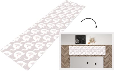 Keukenloper - Loper keuken - Olifant - Design - Stippen - 200x50 cm - Keukenloper vinyl