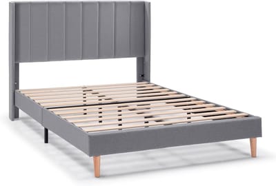 Noelia gestoffeerd bed, 30 cm, basis voor matrassen, 135/140 x 190 cm, lattenbodem van hout, eenvoudige montage, donkergrijs