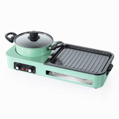 EAFC 3 in 1 Dual Aziatische Shabu HotPot - Hot pot - Funcooking - Grill - Gourmetten - Fondue - 2 tot 3 personen - 2000W - Anti Aanbak Laag - 20cm Lang