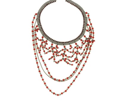 Behave - Choker rood multi layer - Bohemian feeststijl - 30 cm