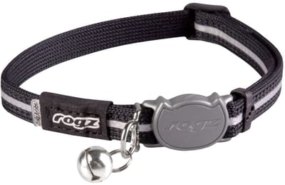 Rogz Alleycat Halsband Zwart - Kattenhalsband - Small 20-31 Cm