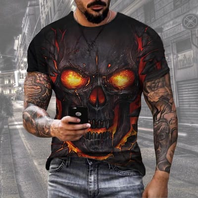 Hete Zomer Horror Schedel Serie 3d Print T-shirt Nieuwe Mode Korte mouwen Hiphop T-shirt Streetwear Cool T-shirts - T-shirts L black