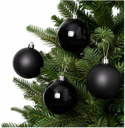 Decoris Kerstballen - 12x st - zwart - 10 cm - kunststof - kerstversiering