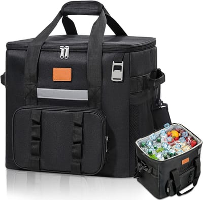 Thijox - Grote koeltas 40L, Zachte Geïsoleerde Opvouwbare Koeltas met Verstelbare Schouderriem, Inclusief Flesopener en Meerdere Zakjes voor Picknick,