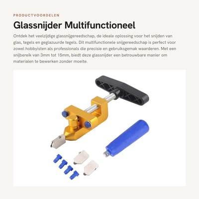 Dailygoods- Glassnijder Professioneel - Draagbare Tegelopener - Multifunctioneel Snijgereedschap - Geschikt voor Glas/Tegels - Snijden in 45 Graden - 3mm-15mm Snijdiepte