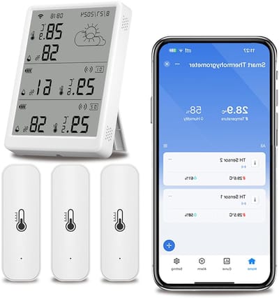 Wifi Hygrometer Thermometer - Temperatuur Sensor - Omgeving Bewaken - App Meldingen - 3 Stuks - Wit
