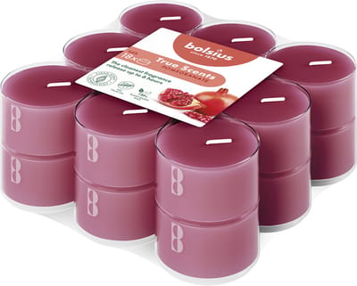 Bolsius - True Scents - Geurtheelichten - 18 stuks per verpakking - Clear cup - Pomegranate
