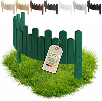 Floranica flexibele borderrand 15 x 100 cm Groen - gazonrand houten bloembedrand rolboord voor de tuin