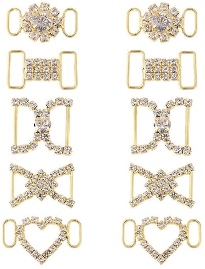 Dailygoods- Schoenveters 10 Stks - Gouden Charms - Kristallen Steentjes - Messing Decoratie - Sneaker Accessoires - Casual Schoenen - Schoenaccessoires