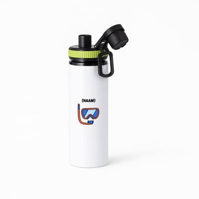 Hacebo® - Duiken met eigen naam waterfles met draaidop groen - Zwemmen - Duiker - Sport - water fles - 850ML