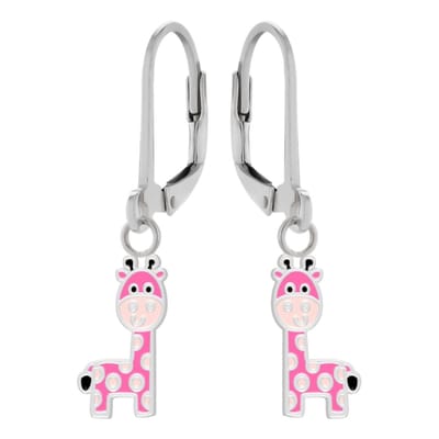 WeLoveSilver - kinder oorhangers - roze giraf - 925 zilver