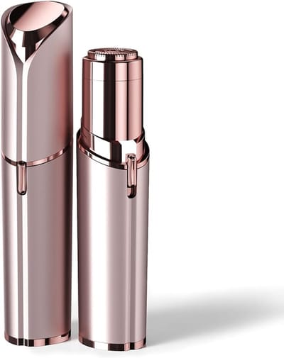 Elektrisch gezichtsscheerapparaat voor vrouwen: elektrisch gezichtsscheerapparaat met LED-lampje - Mini-scheerapparaat met direct resultaat, perfect voor op reis (roségoud)