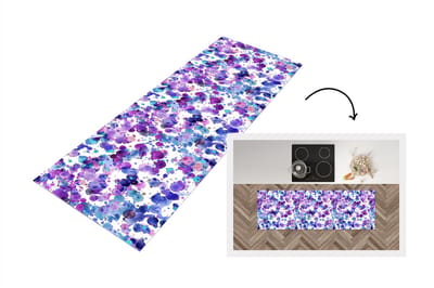 Keukenloper - Loper keuken - Waterverf - Patronen - Paars - 150x50 cm - Keukenloper vinyl