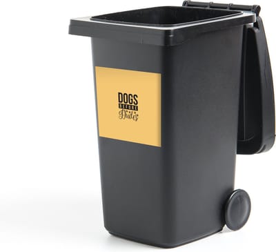 Container sticker Honden Quotes - CM - Quote Dogs before dudes gele achtergrond Klikosticker - 40x40 cm - kliko sticker - weerbestendige containersticker