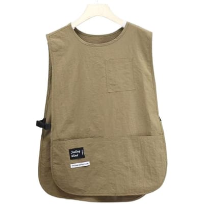 Tablier Imperméable Résistant aux Taches Style Gilet en Nylon Respirant Tablier à Manches Anti Salissure Polyvalent Tabliers de Cuisine beige