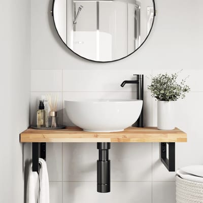 vidaXL - Badkamer - wandschap - staal - en - massief - acaciahout