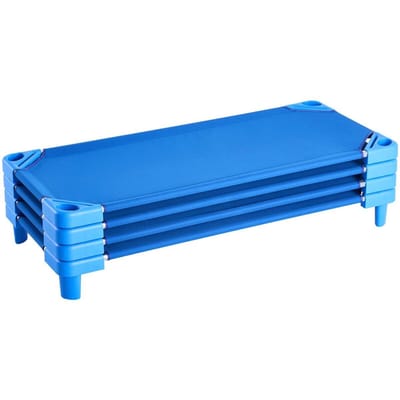 Stapelbaar Kinderbedje 52  x 23  Kinderdagverblijf Slaapbedjes voor Kinderen Blauw (Pakket van 4)