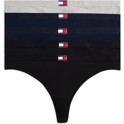 Tommy Hilfiger 5 Pack Thong L Gry Heather/navy/black Taglia: M | Biancheria intima Outlet | Donna | Blu