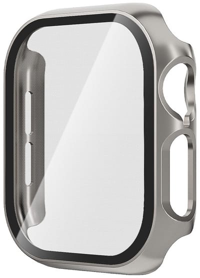 Screenprotector case - geschikt voor Apple Watch 10 / 11 42mm - full cover - hoesje - gehard glas - 42 mm - volledige bescherming - titanium grijs