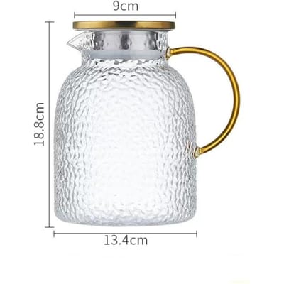 Bouilloire Fraîche en Verre Borosilicaté Élevé Épaissie Résistante aux Hautes Températures Motif Martelé Théière Bouillante Grande Capacité Théière à Usage Domestique pour les Invités 1800ml white
