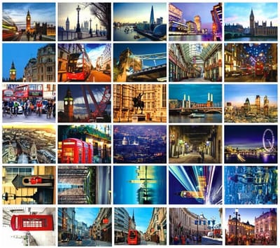 Prachtige Retro Foto Postkaarten Set van 30 Stuks met Klassieke Landschappen en Iconische Bezienswaardigheden in Londen