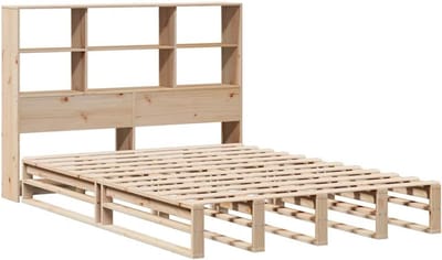 Houten Tweepersoonsbed met Ingebed Boekenkast 140x200cm