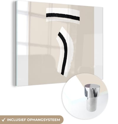 MuchoWow® Glasschilderij 120x90 cm - Schilderij acrylglas - Lijn - Pastel - Design - Foto op glas - Schilderijen
